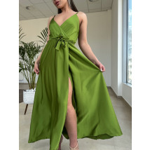 Dlouhé saténové šaty MATCHA-307449-08