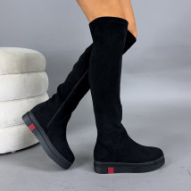 Černé semišové vysoké kozačky-323385-04