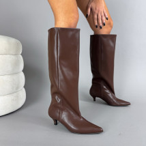 Hnědé vysoké kozačky-323621-017