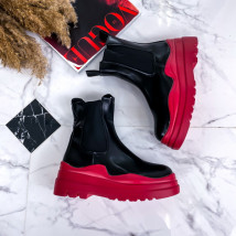 Černo-červené polokozačky na platformě-252627-012