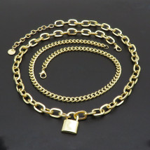 Dvojitý ocelový pozlacený náhrdelník-279440-01