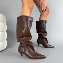 Hnědé vysoké kozačky-323621-017