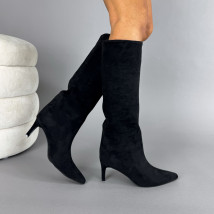 Černé semišové kozačky-323614-012