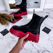 Černo-červené polokozačky na platformě-252627-012