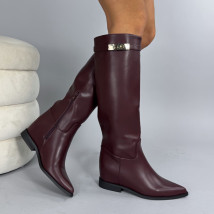 Vínové vysoké kozačky na platformě-324196-04