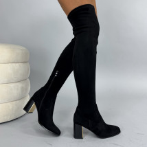 Černé semišové vysoké kozačky-323851-01