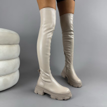 Béžové vysoké kozačky-310306-011