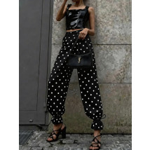 Černé široké puntíkaté kalhoty-326644-02
