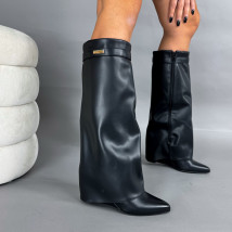 Černé vysoké kozačky na platformě-323650-07