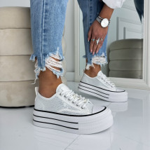 Bílé flitrované tenisky na platformě-324977-01