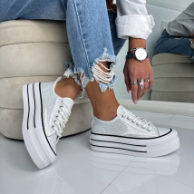 Bílé flitrované tenisky na platformě-324977-01