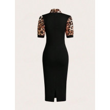 Černé šaty s leopardím vzorem-307802-01