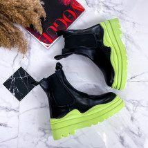 Černo-zelené polokozačky na platformě-252606-06