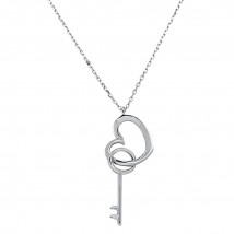 Dámský stříbrný náhrdelník srdíčko a klíč-257340-04