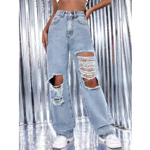 Modré oversize potrhané džíny-289446-013