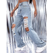 Modré oversize potrhané džíny-289446-013