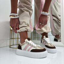 Bílo-hnědé krajkované tenisky-326504-013