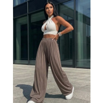 Tmavě hnědé široké kalhoty-317949-06