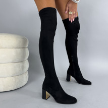 Černé semišové vysoké kozačky-323851-01