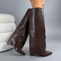 Hnědé vysoké kozačky-323233-04