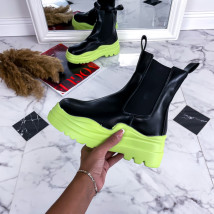 Černo-zelené polokozačky na platformě-252606-06