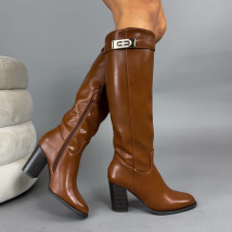 Hnědé vysoké kozačky-323333-02