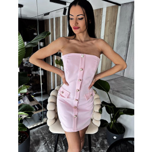 Růžové šaty bez ramínek