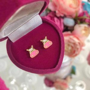 Náušnice z chirurgické oceli kravička