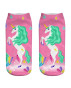 3D růžové ponožky s jednorožcem