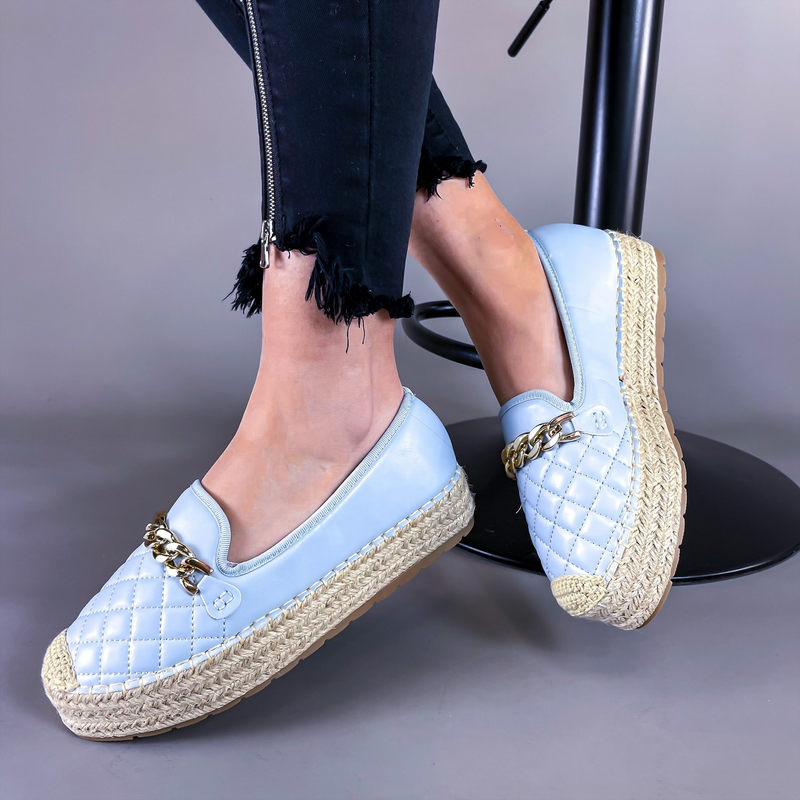 Modré mokasíny na platformě