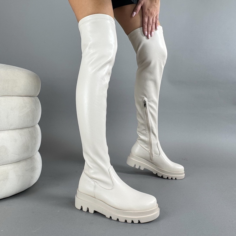 Béžové vysoké kozačky