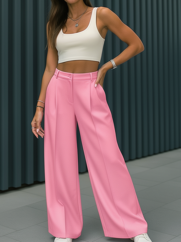 Růžové široké kalhoty