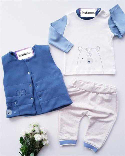 Modrá  trojdílná bavlněná  souprava