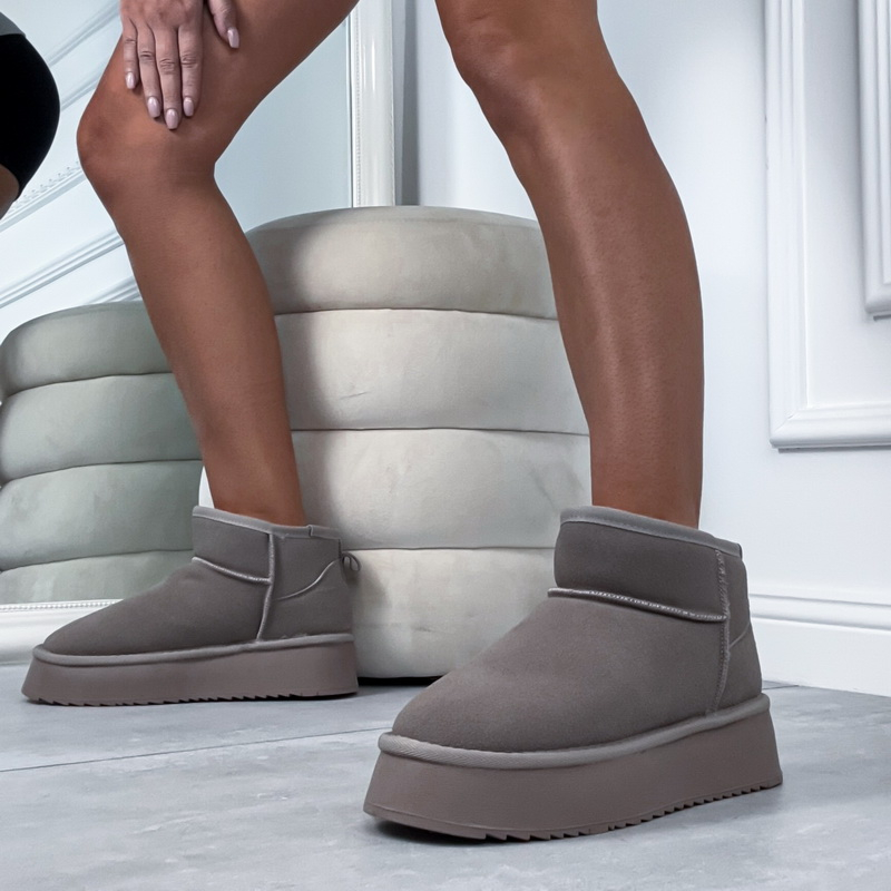 Tmavě šedé kožené sněhule