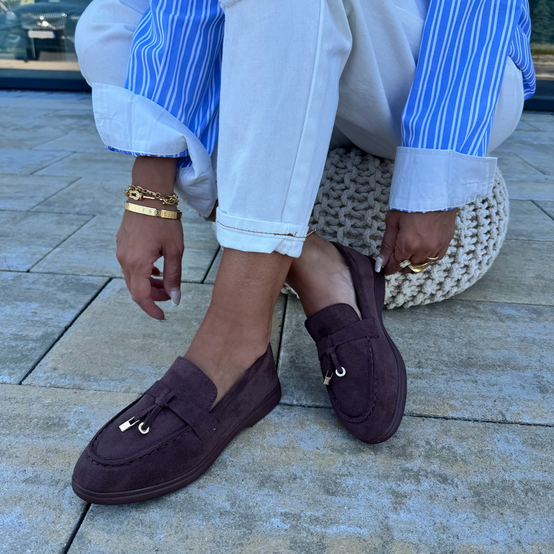 Tmavě hnědé semišové mokasíny