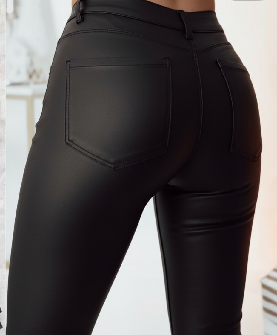 Levně Černé push-up kalhoty