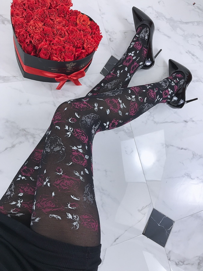 Dámské punčošky vzor Růže + lebky