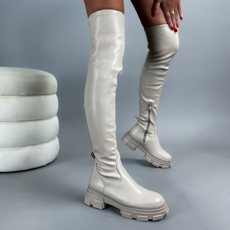 Béžové vysoké kozačky