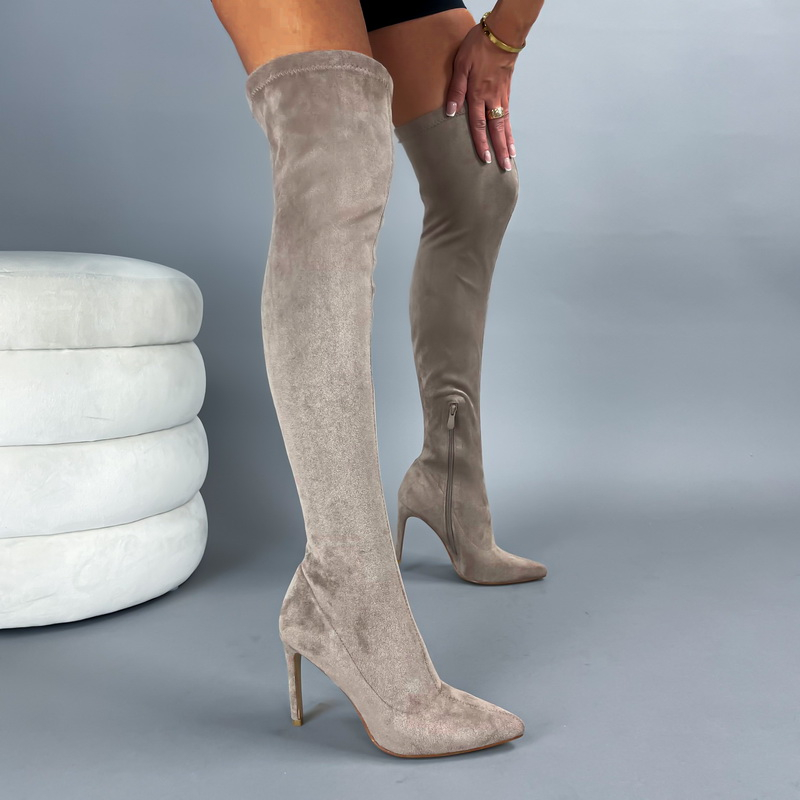 Šedo hnědé vysoké kozačky