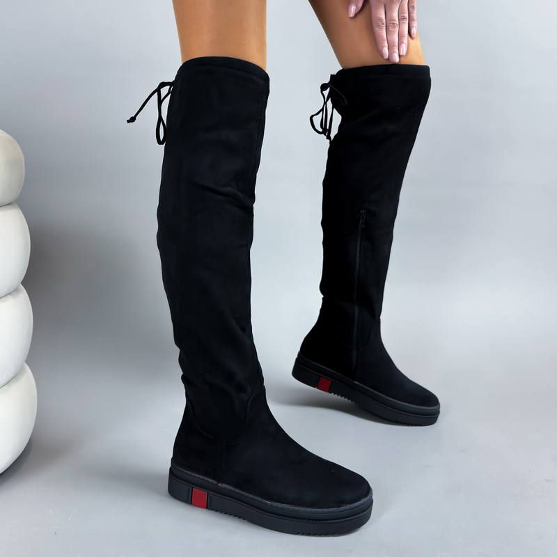 Černé semišové vysoké kozačky