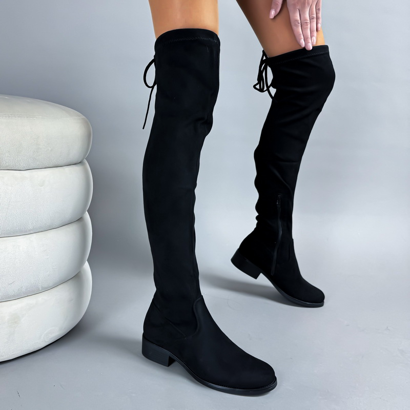 Černé semišové vysoké kozačky