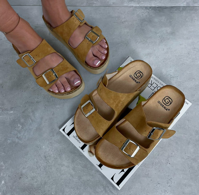 Hnědé korkové pantofle