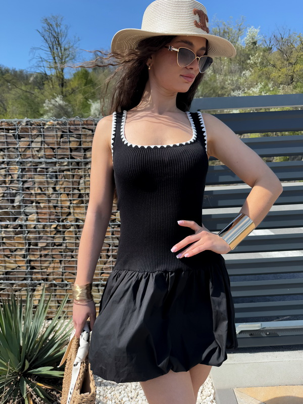 Čierne úpletové  PUFFY šaty