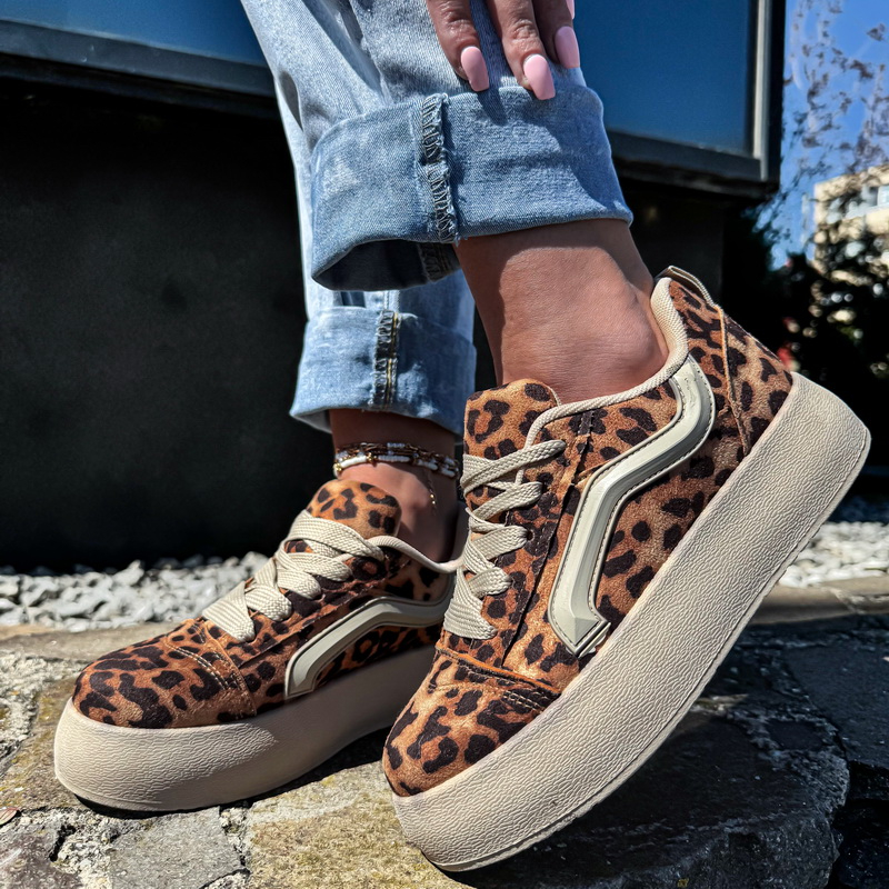 Hnědé tenisky s leopardím vzorem