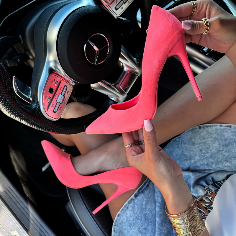 Lososové semišové lodičky