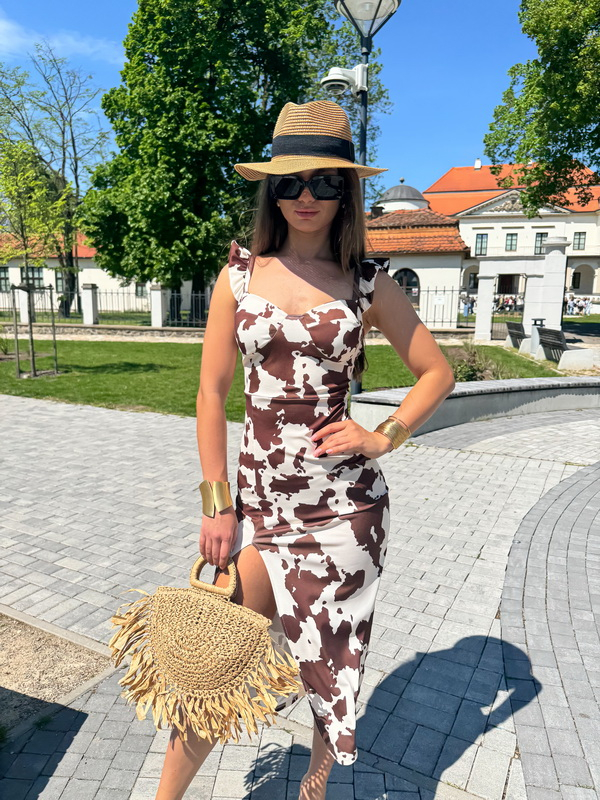 Hnědé vystužené šaty