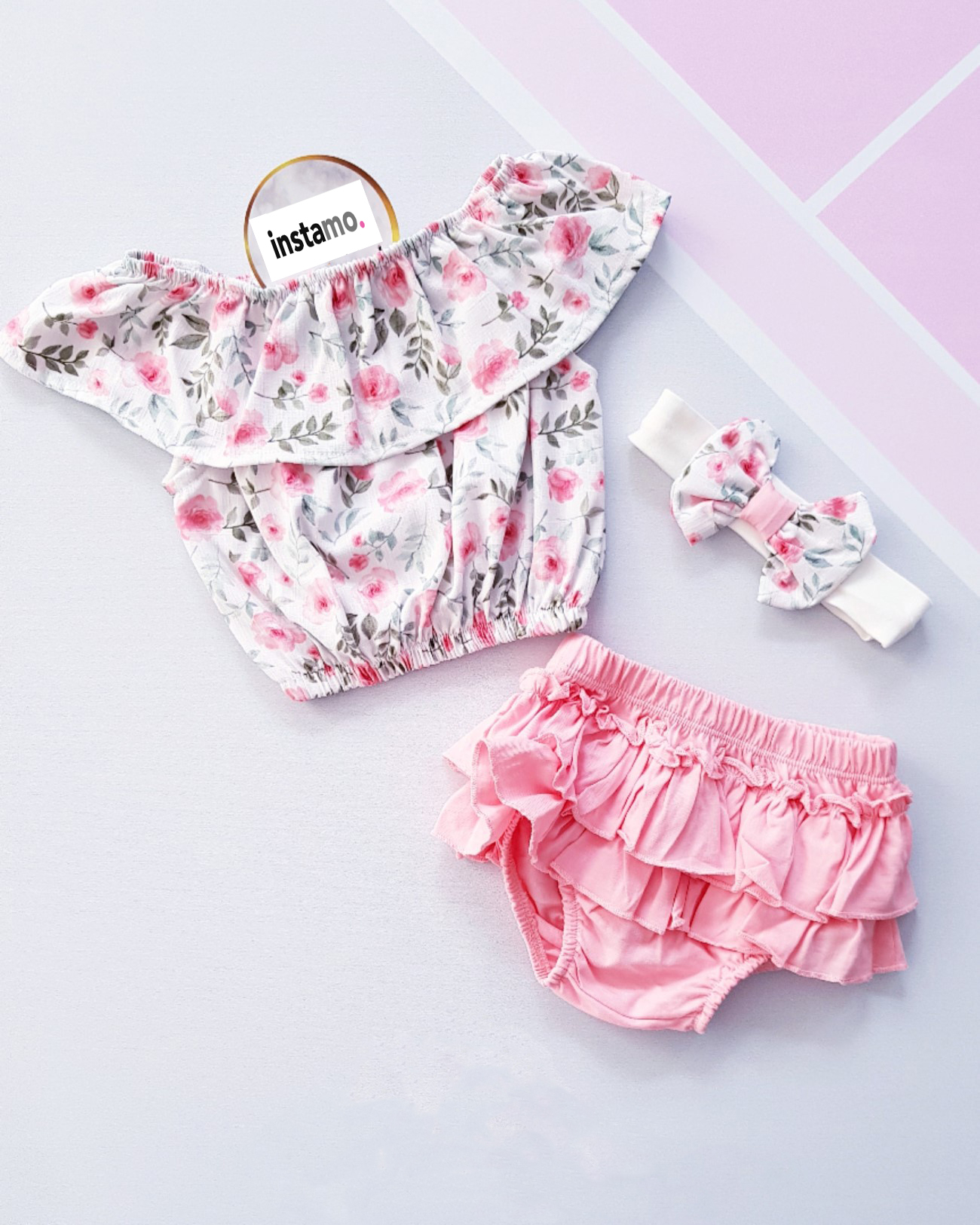 Květinková letní souprava s čelenkou