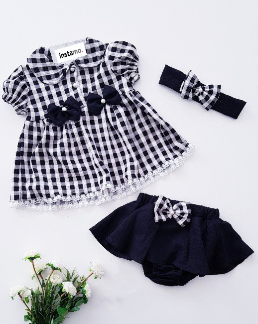 Kostkovaná letní souprava s čelenkou