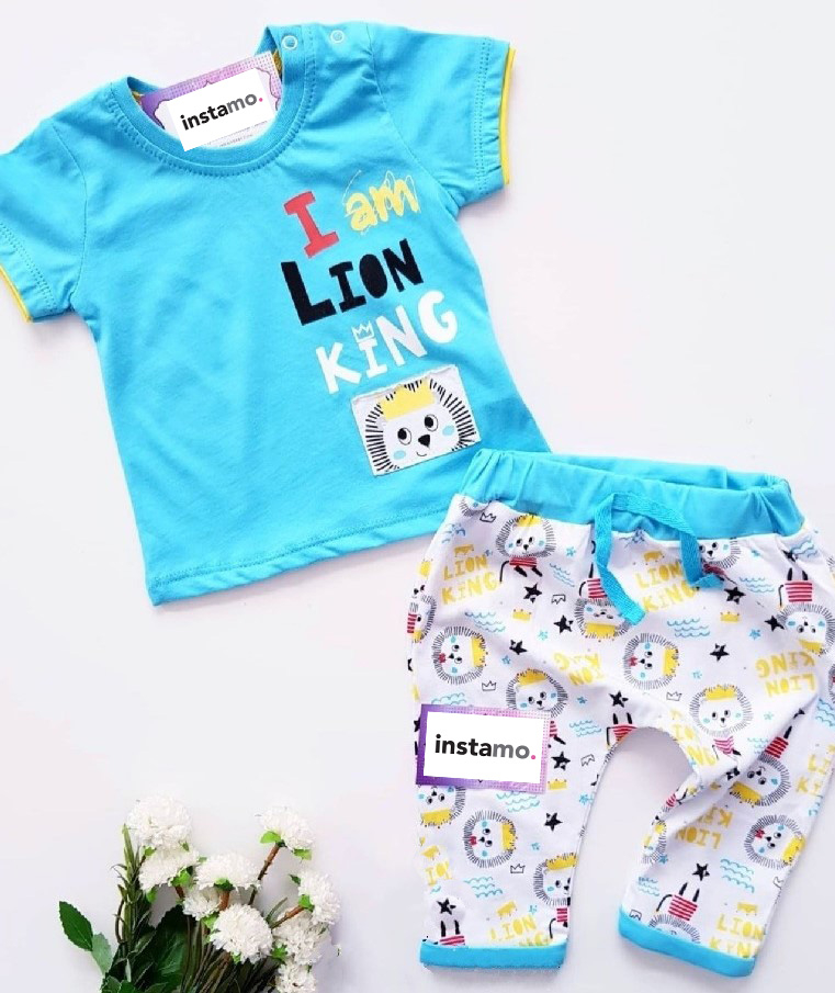 Tyrkysová dvoudílná  bavlněná souprava