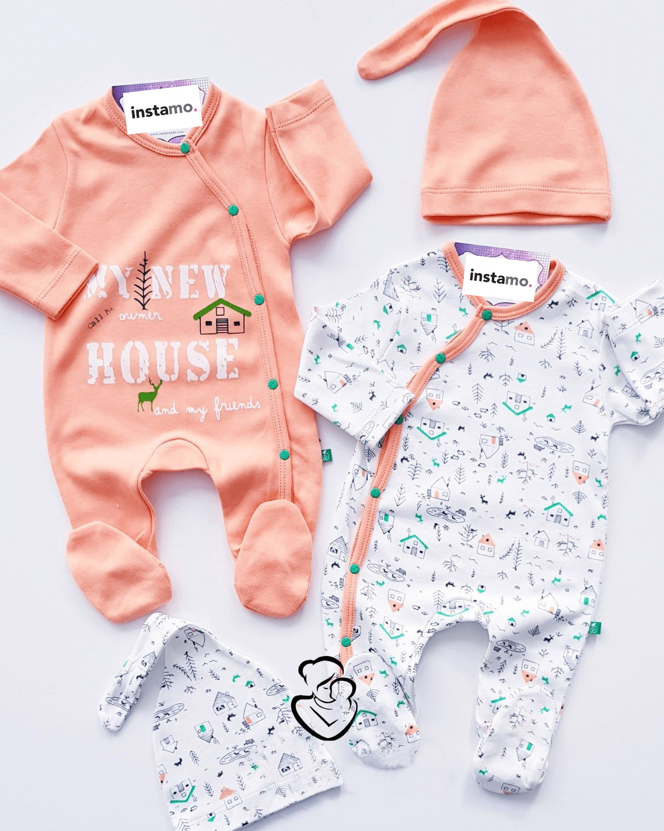 Oranžová čtyřdílná bavlněná souprava